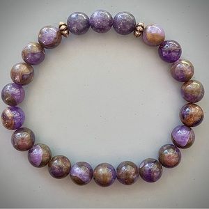 Purple Lepidolite and Bronzite Amethyst Handcrafted Bead Bracelet